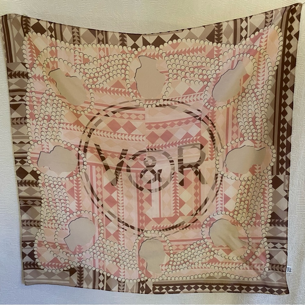Victor&Rolf silk pink chocolate cameo print scarf